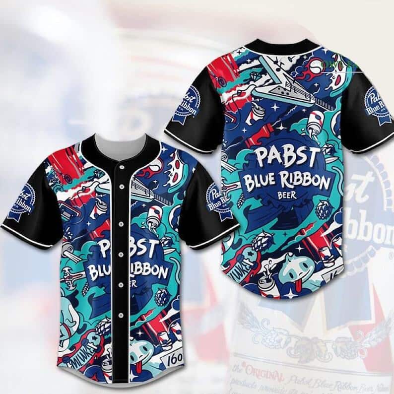 Pabst Blue Ribbon Baseball Jersey Gravity Art Gift For Beer Lovers