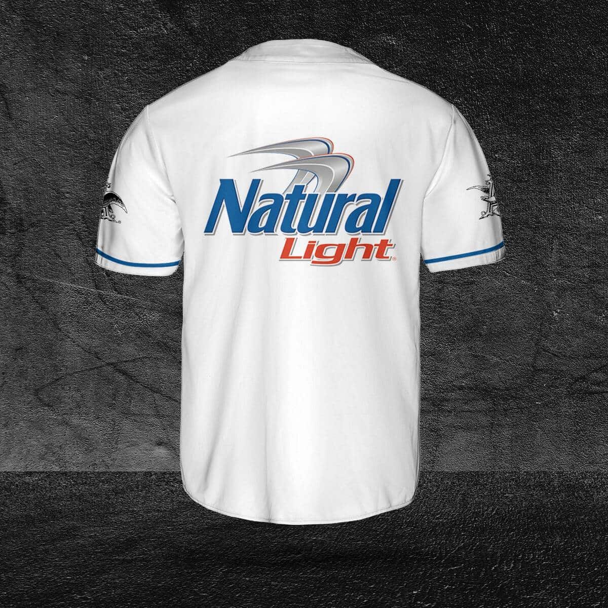 Basic White Natural Light Baseball Jersey Gift For Beer Drinkers