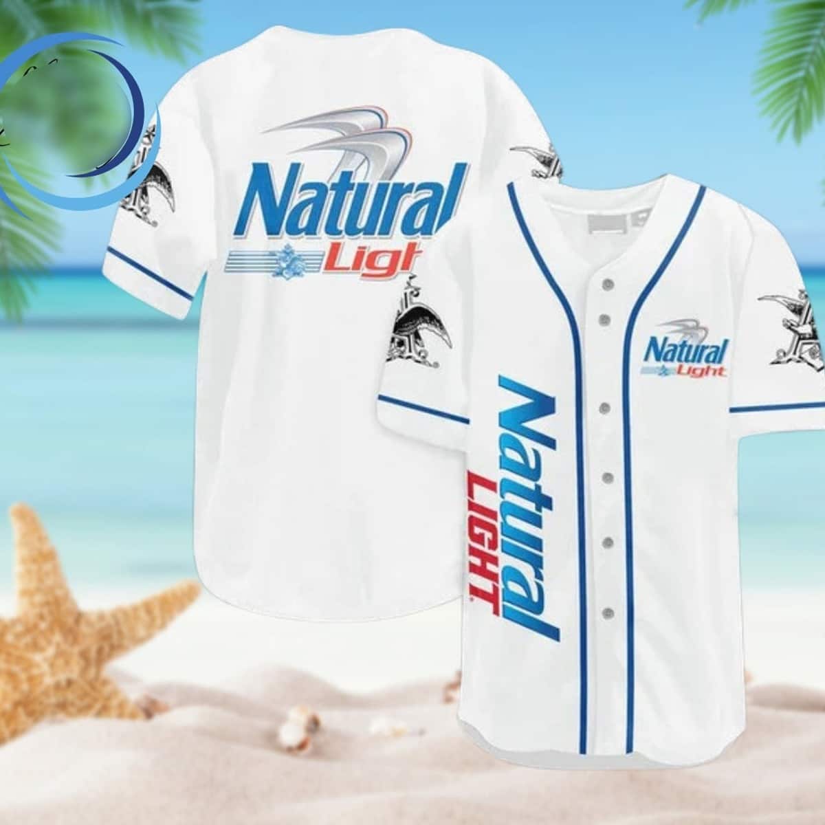 White Natural Light Baseball Jersey Gift For Beer Lovers
