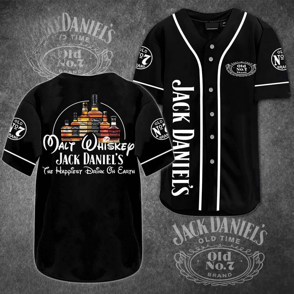 Malt Whiskey Jack Daniels Baseball Jersey The Happiest Drink On Earth Gift For Whiskey Lovers
