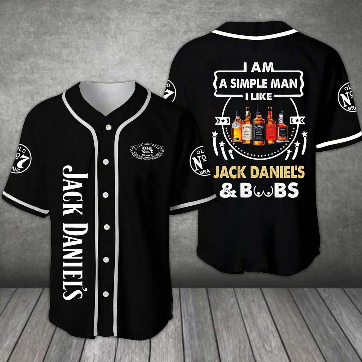 I Am A Simple Man I Like Jack Daniels Baseball Jersey And Boobs Gift For Him