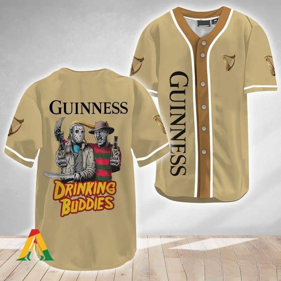Cool Freddy and Jason Drinking Buddies Guinness Beer Baseball Jersey