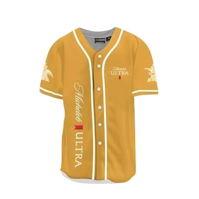 Michelob ULTRA Pure Gold Baseball Jersey White Striped Pattern With Gold Theme Unique Beer Lovers Gift