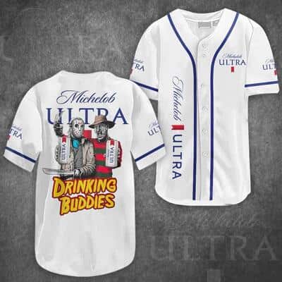 Trendy Jason Voorhees And Freddy Krueger Michelob ULTRA Baseball Jersey Drinking Buddies Gift For Best Friends