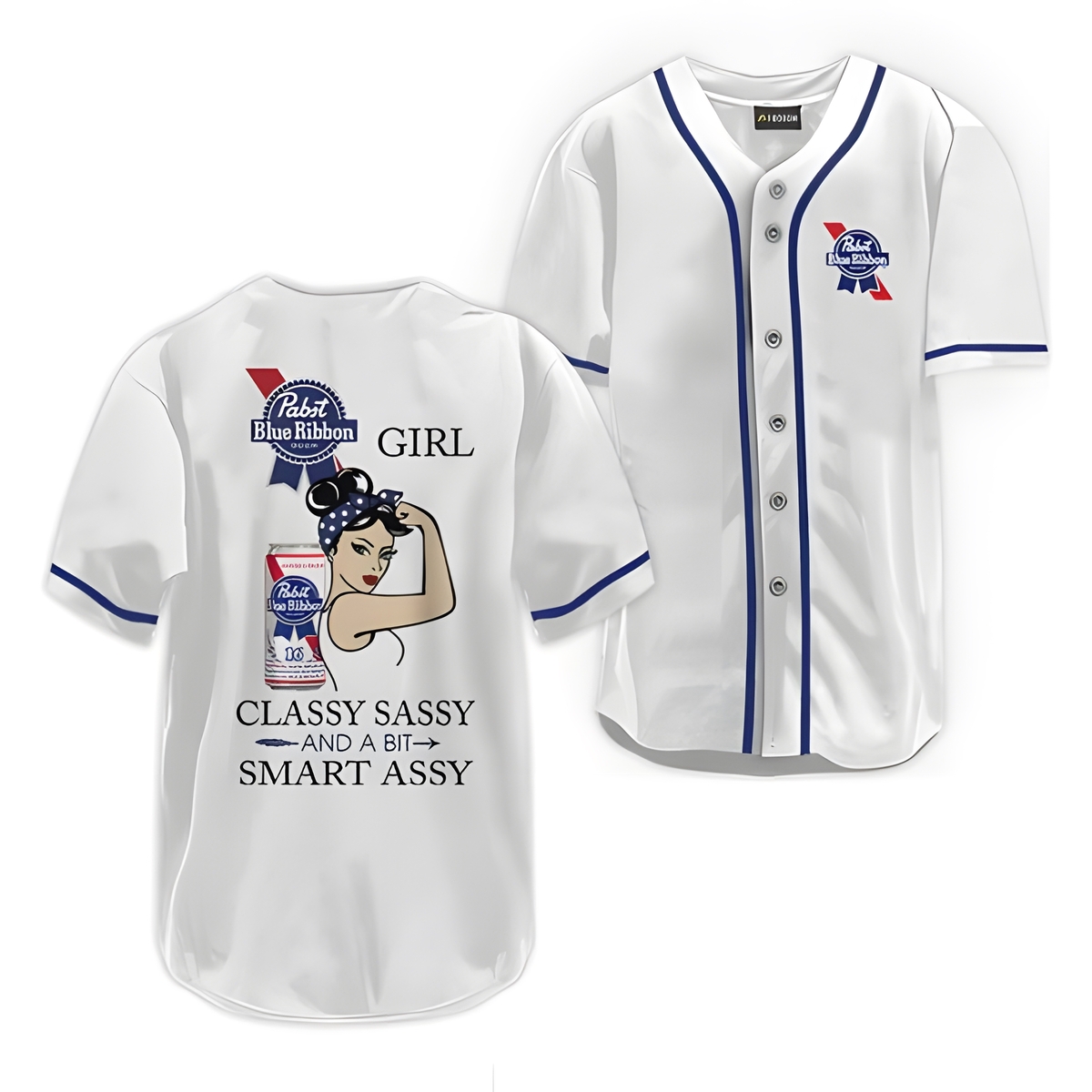 Pabst Blue Ribbon Baseball Jersey Girl Classy Sassy And A Bit Smart Assy Gift For Beer Lovers
