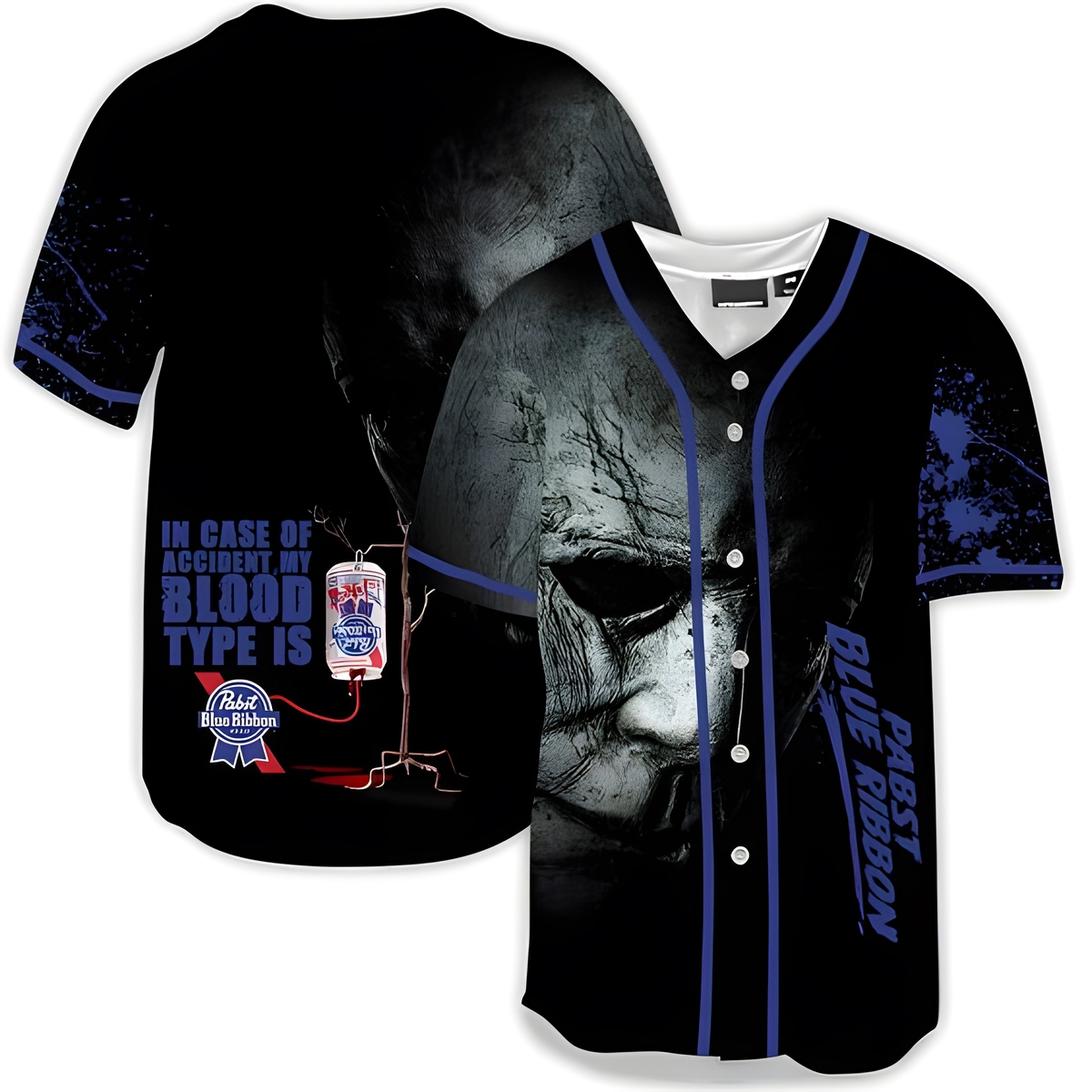 In Case Of Accident My Blood Type Is Pabst Blue Ribbon Baseball Jersey Gift For Beer Lovers