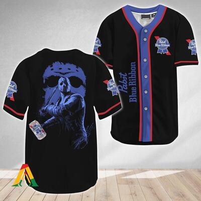 Pabst Blue Ribbon Baseball Jersey Jason Voorhees Friday The 13th Gift For Beer Lovers