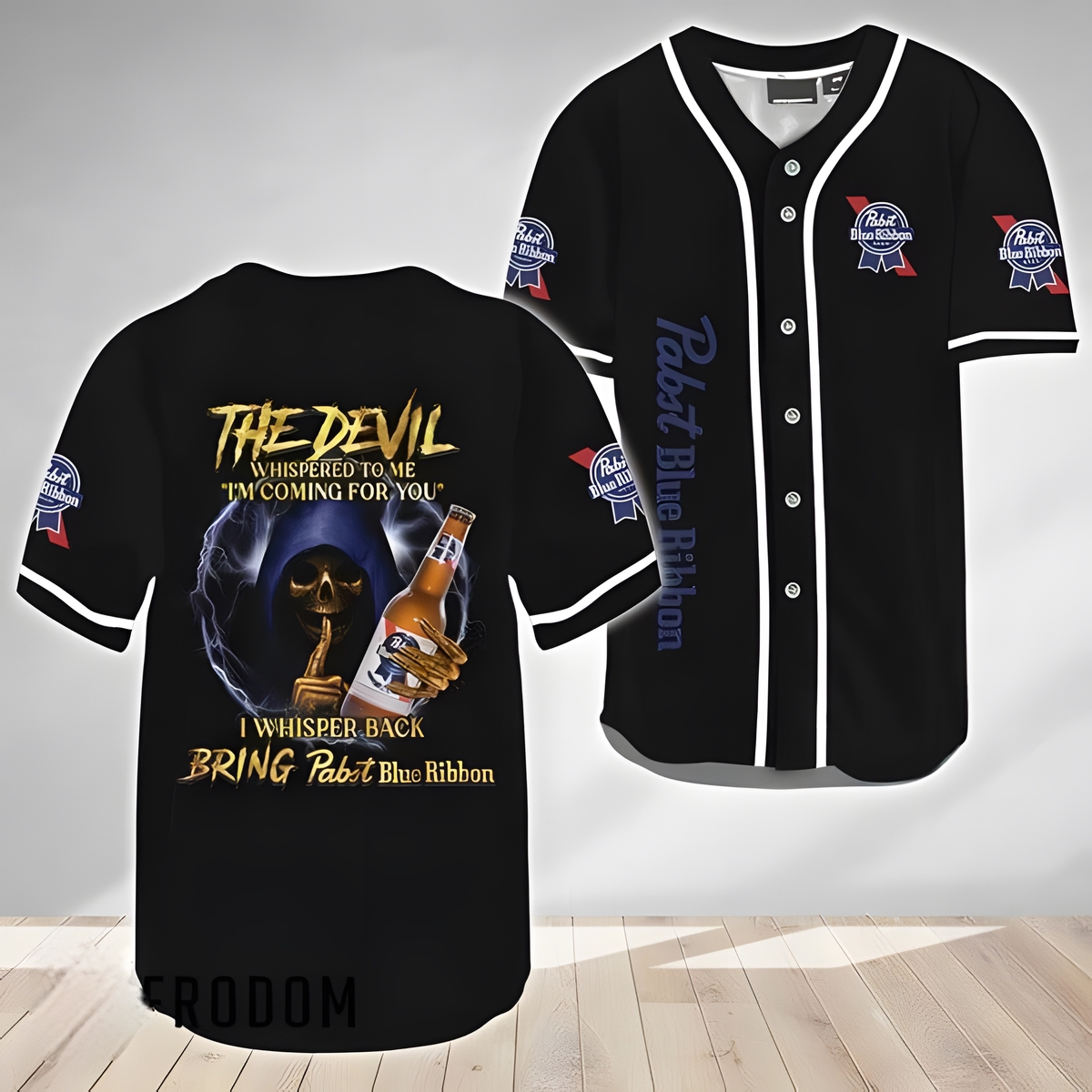 The Devil Whispered Bring Pabst Blue Ribbon Baseball Jersey I'm Coming For You Gift For Beer Lovers