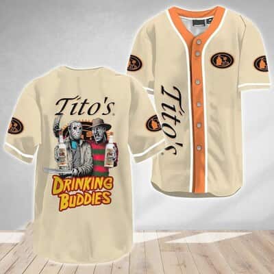 Freddy And Jason Drinking Buddies Tito’s Baseball Jersey Gift For Vodka Drinkers
