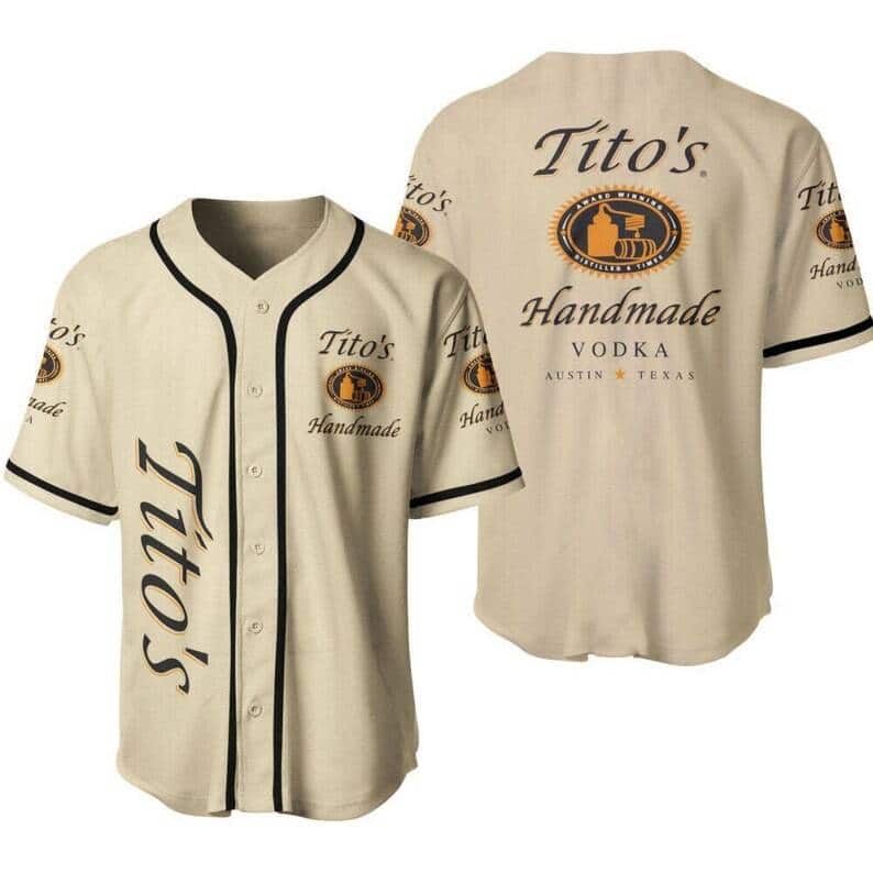 Beige Tito’s Baseball Jersey Gift For Vodka Lovers