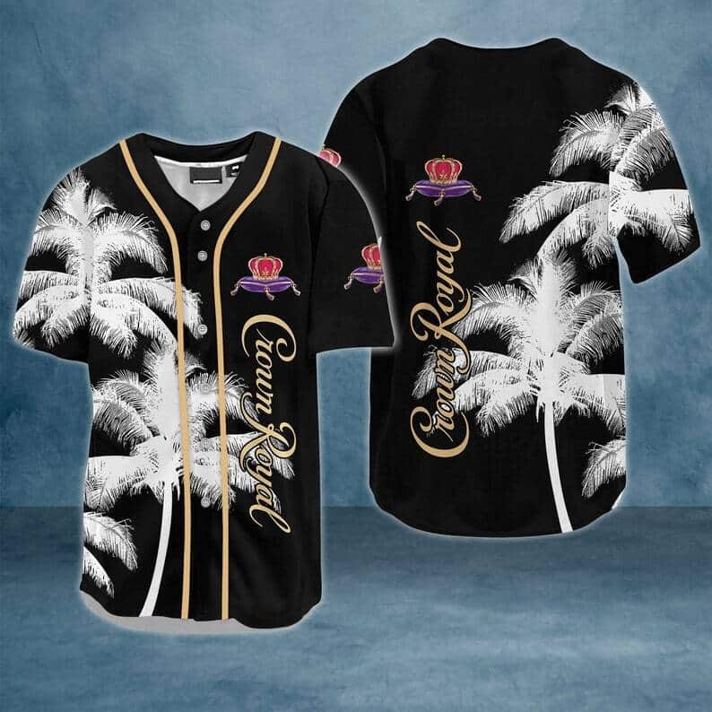 Black Crown Royal Baseball Jersey Palm Tree Gift For Summer Lovers