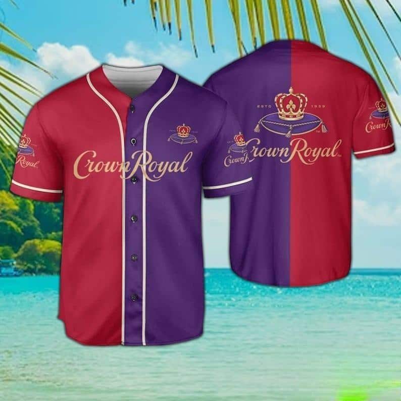 Red And Purple Split Crown Royal Baseball Jersey Gift For Sport Lovers