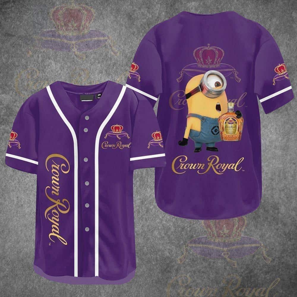 Purple Crown Royal Baseball Jersey Minion Cute Gift For Whisky Lovers