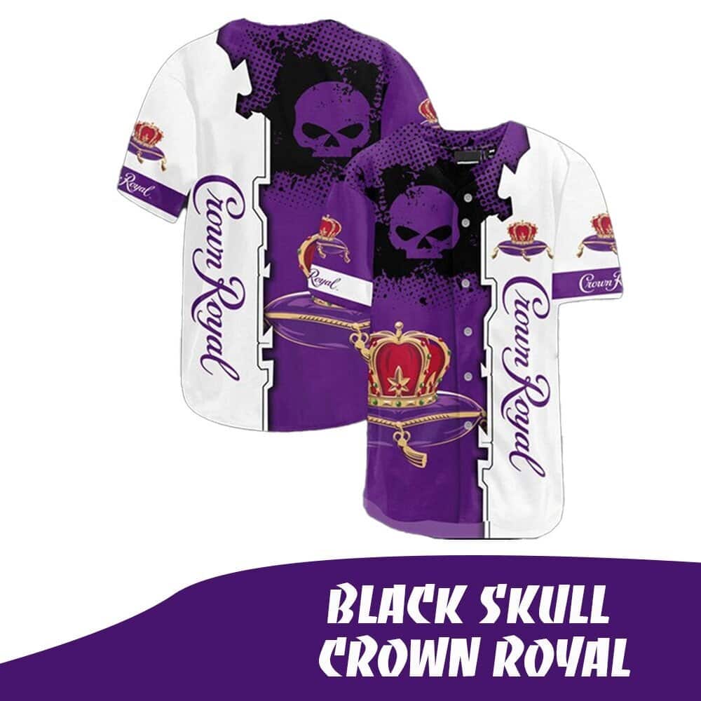 Black Skull Crown Royal Baseball Jersey Sports Gift For Dad