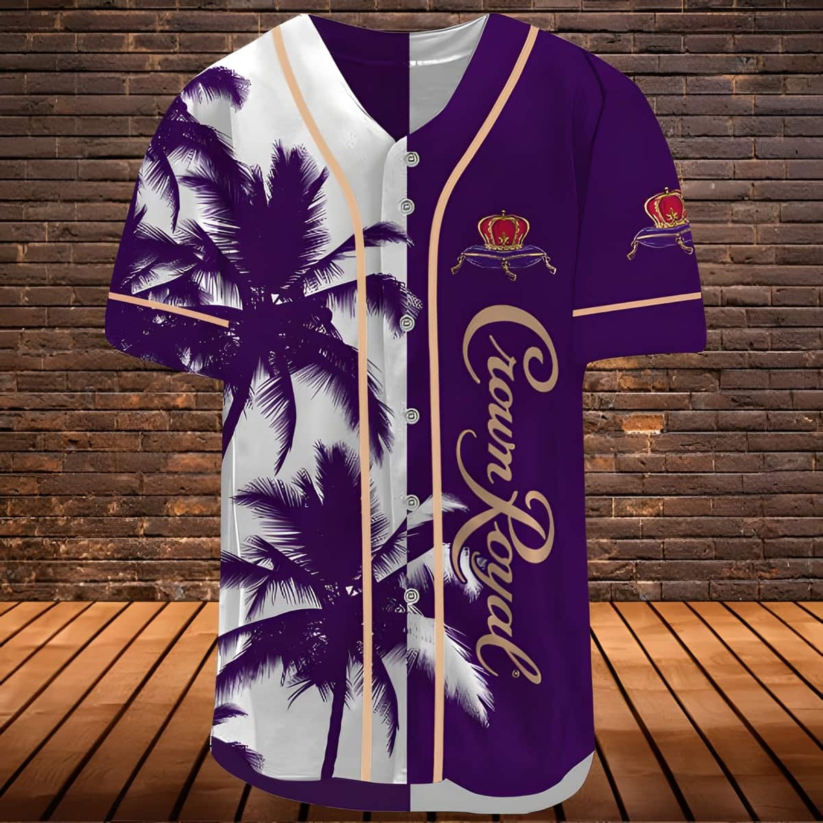 Purple And White Crown Royal Baseball Jersey Palm Trees Gift For Sport Lovers