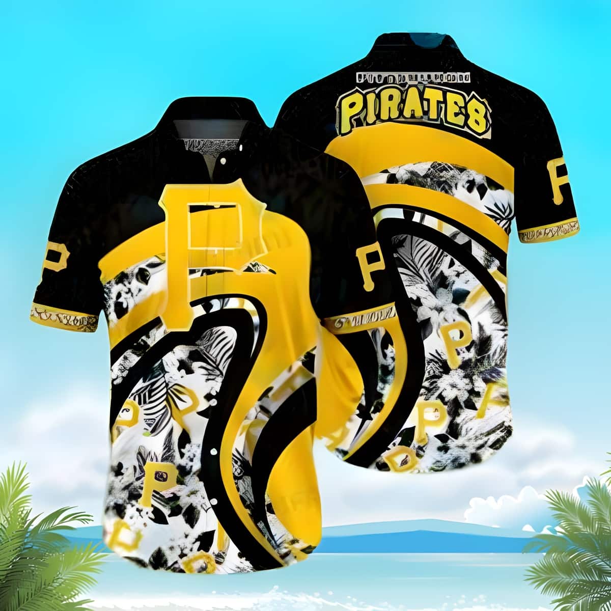 Summer Aloha MLB Pittsburgh Pirates Hawaiian Shirt Simple Curve And Hawaiian Tropical Flora Pattern Trendy Summer Lovers Gift