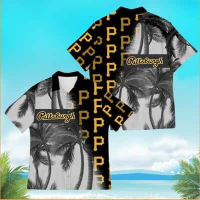 Vintage Aloha MLB Pittsburgh Pirates Hawaiian Shirt Monochorme Coconut Tree And Logo Split Gift For Minimalist Beach Lovers
