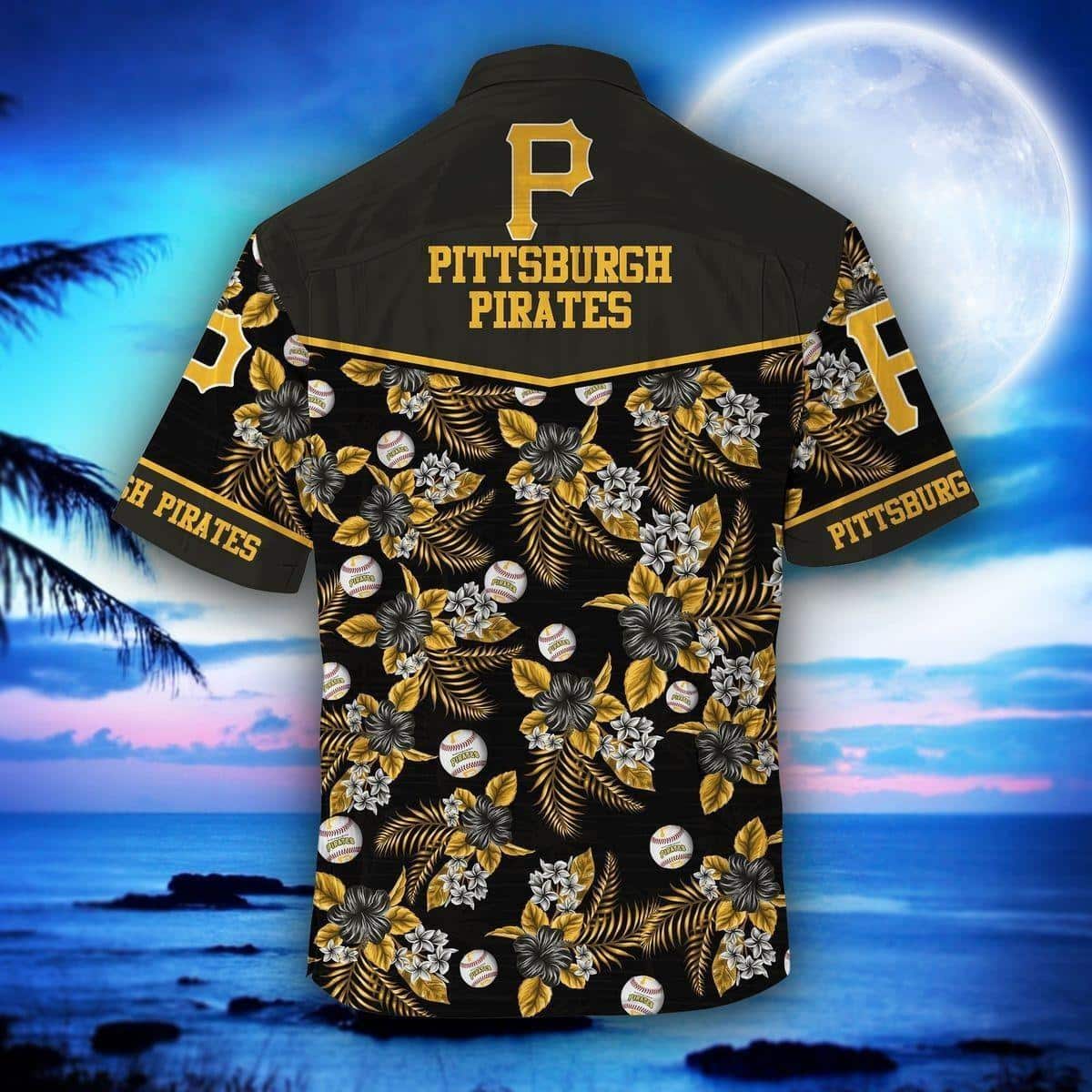 Aloha Summer MLB Pittsburgh Pirates Hawaiian Shirt Monochrome Tropical Flora Pattern Family Baseball Homerun Team Spirit Gift