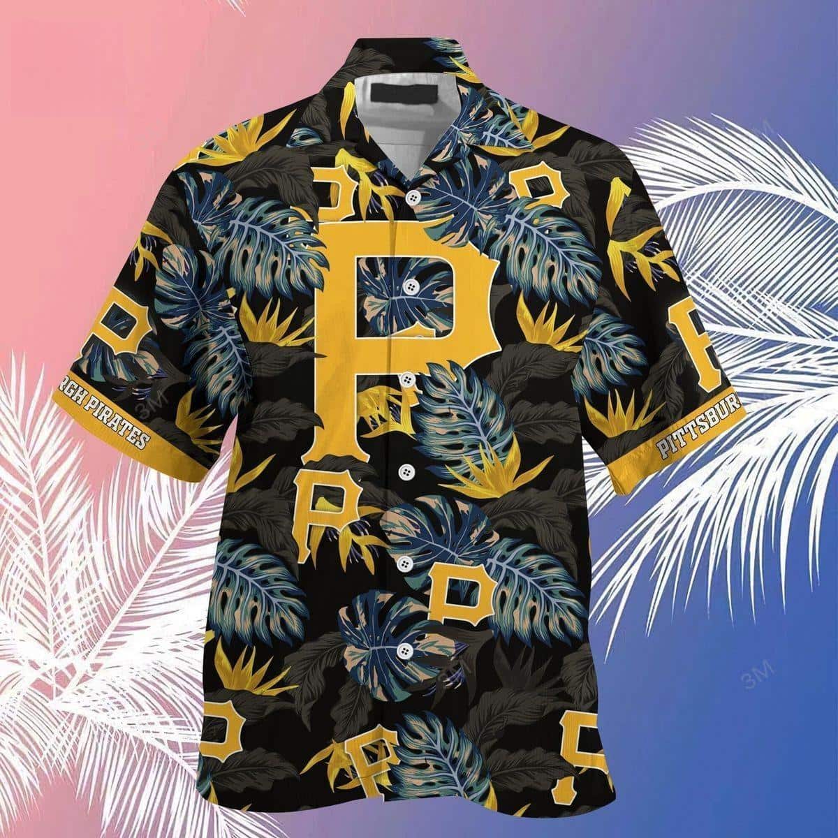 Aloha MLB Pittsburgh Pirates Hawaiian Shirt Strelitzia Reginae Flowers And Blue Monstera Pattern Summer Gift For Sport Dad
