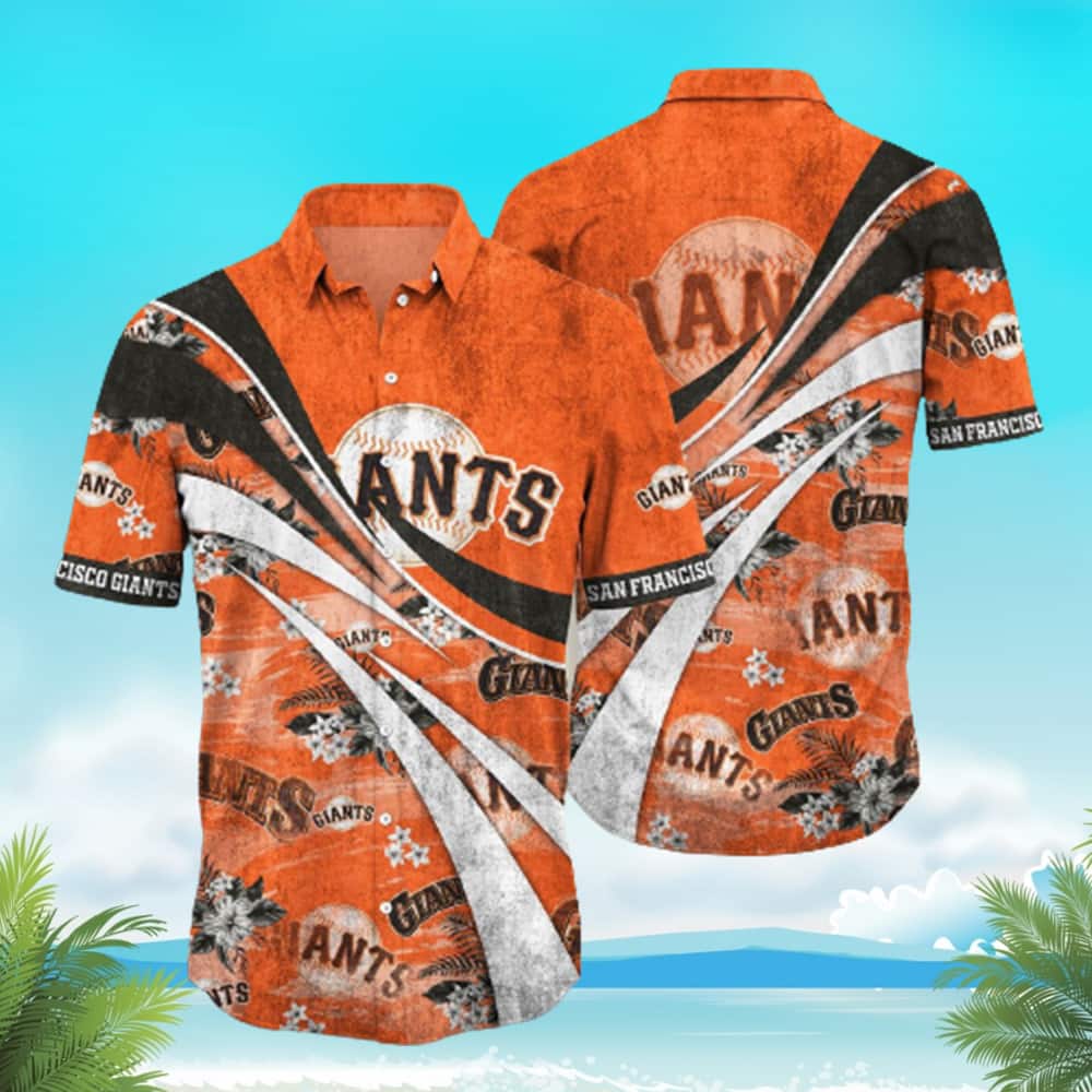 Summer Aloha MLB San Francisco Giants Hawaiian Shirt Simple Large Striped Pattern With Tiny Tropical Flora Beach Gift For Friend