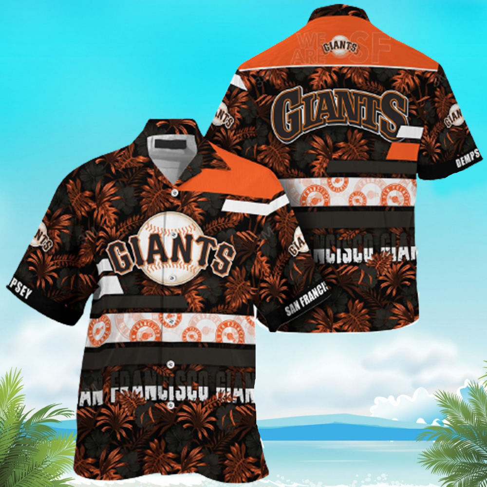 Summer Aloha MLB San Francisco Giants Hawaiian Shirt Impressive Large Bronze Palm Leaves Pattern Beach Gift For Boyfriend