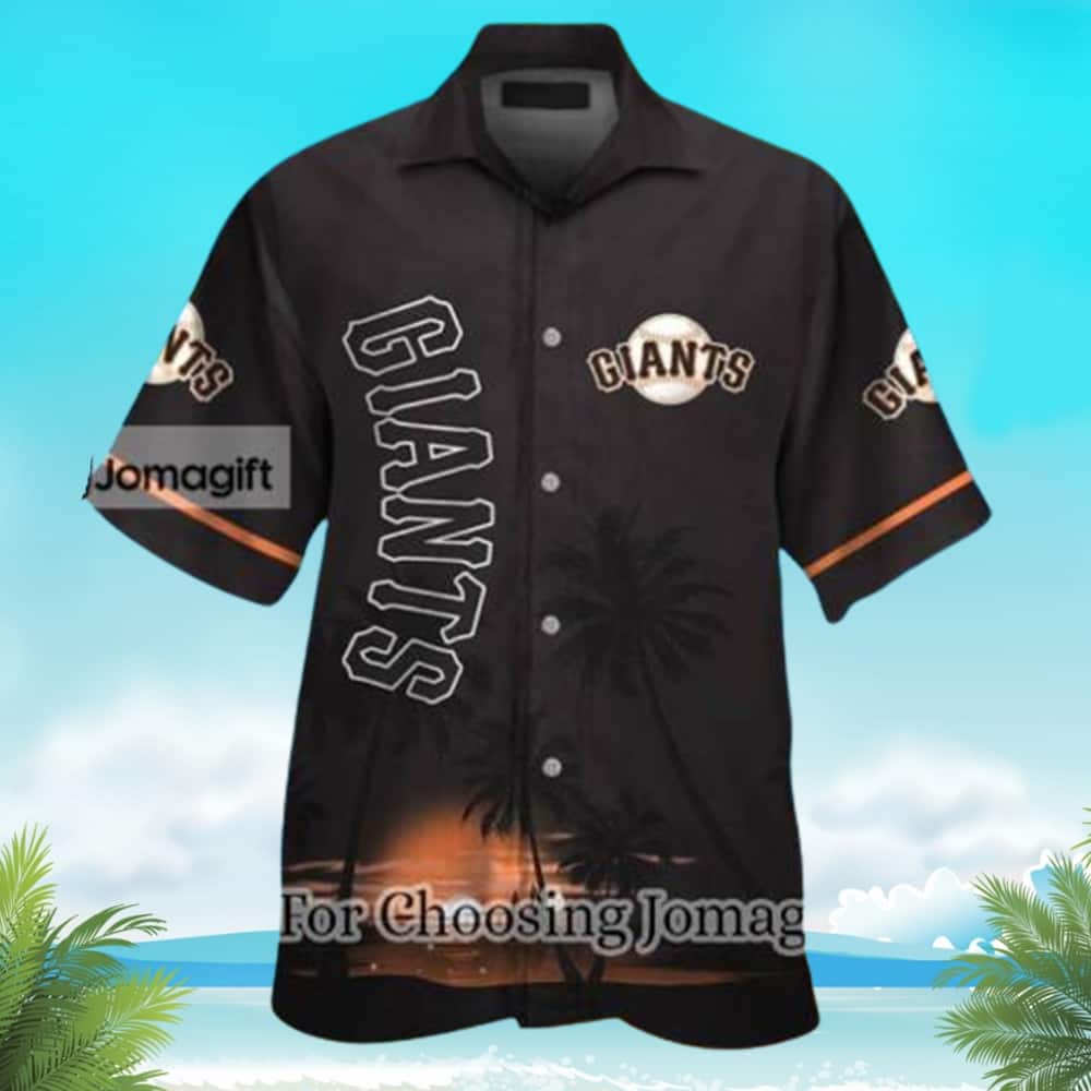 Black Aloha MLB San Francisco Giants Hawaiian Shirt Hawaiian Beach Scene With Tropical Plants Pattern Practical Beach Gift