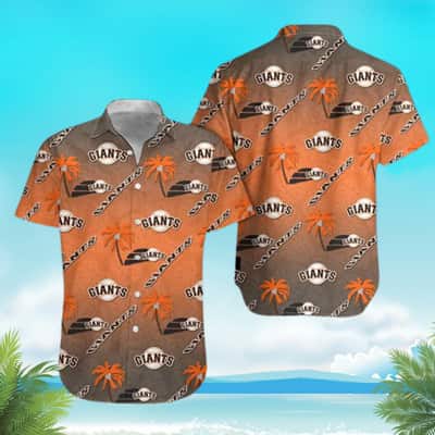 MLB San Francisco Giants Hawaiian Shirt Orange And Gray Splash Pattern With Hawaiian Palm Trees Icon Trendy Beach Gift