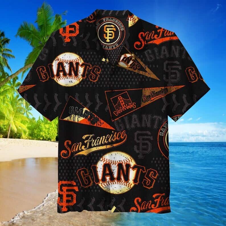 Stylish Black Aloha MLB San Francisco Giants Hawaiian Shirt Simple Geometric Hawaiian Baseball Pattern Beach Lovers Gift