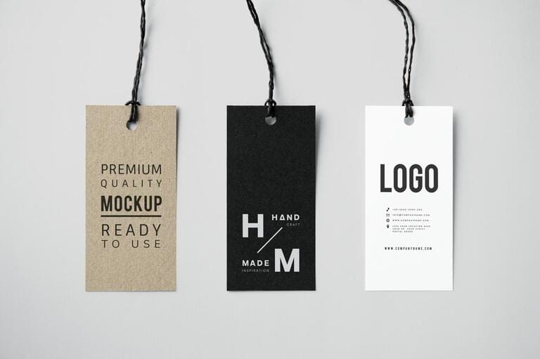 Three fashion labels card mockups