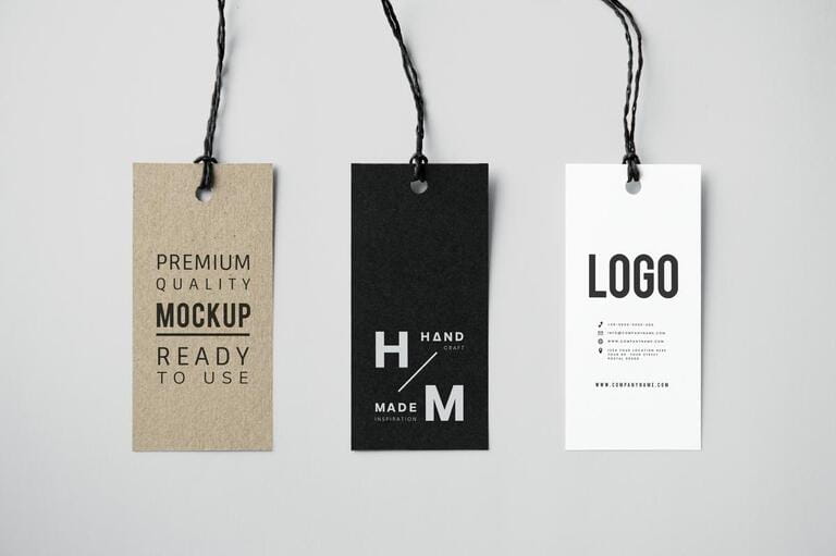 Three fashion labels card mockups Three fashion labels card mockups