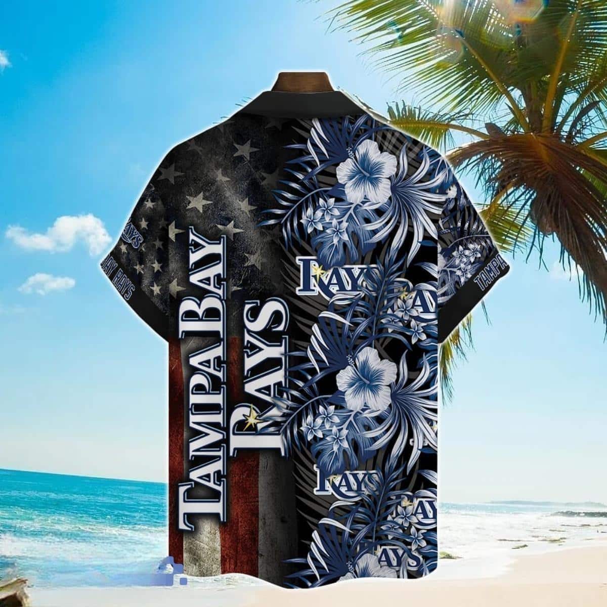 MLB Tampa Bay Rays Hawaiian Shirt Tropical Hibiscus With American Flag Unique Gift For Summer Lovers