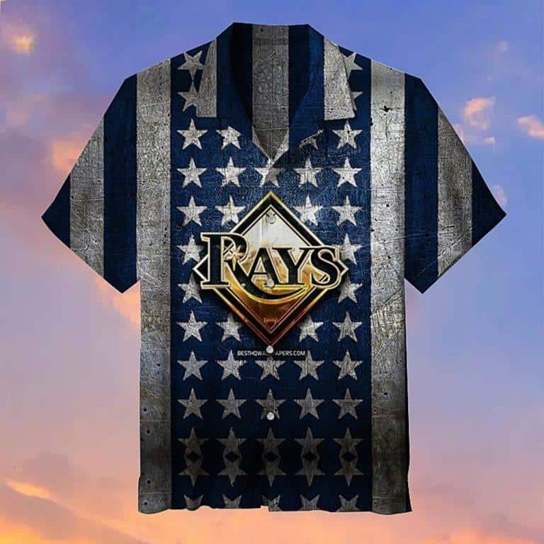 Striped Aloha MLB Tampa Bay Rays Hawaiian Shirt Creative American Flag Baseball Fans Gift