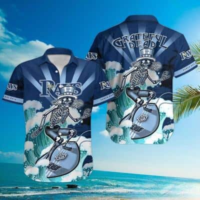Aloha MLB Tampa Bay Rays Hawaiian Shirt Funny Grateful Skeleton Surfing Summer Vacation Gift