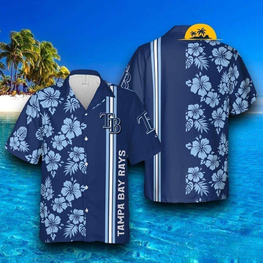 Aloha MLB Tampa Bay Rays Hawaiian Shirt Blue Hibiscus Flowers Beach Gift For Lovers