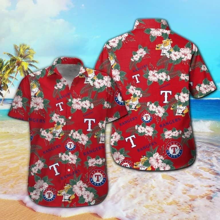 MLB Texas Rangers Hawaiian Shirt Aloha Tropical Flora Beach Trip Gift