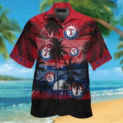 MLB Texas Rangers Hawaiian Shirt Vintage Sunset Beach Lovers Gift