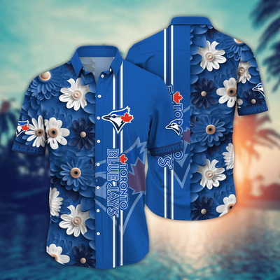 MLB Toronto Blue Jays Hawaiian Shirt Abstract Flowers Summer Vacation Gift