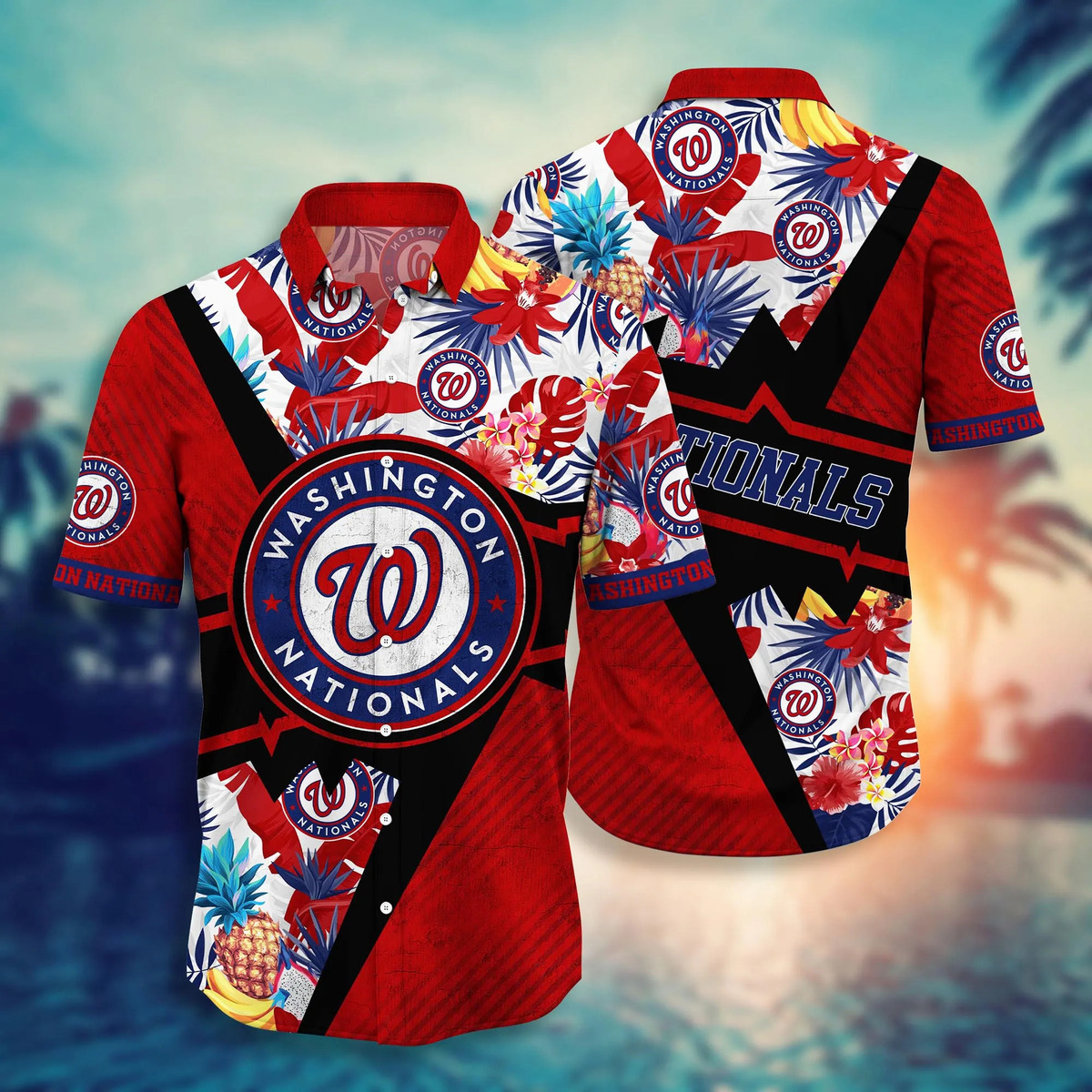 MLB Washington Nationals Hawaiian Shirt Aloha Tropical Flora Summer Lovers  Gift