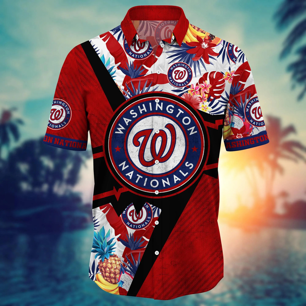 MLB Washington Nationals Hawaiian Shirt Aloha Tropical Flora Summer Lovers Gift