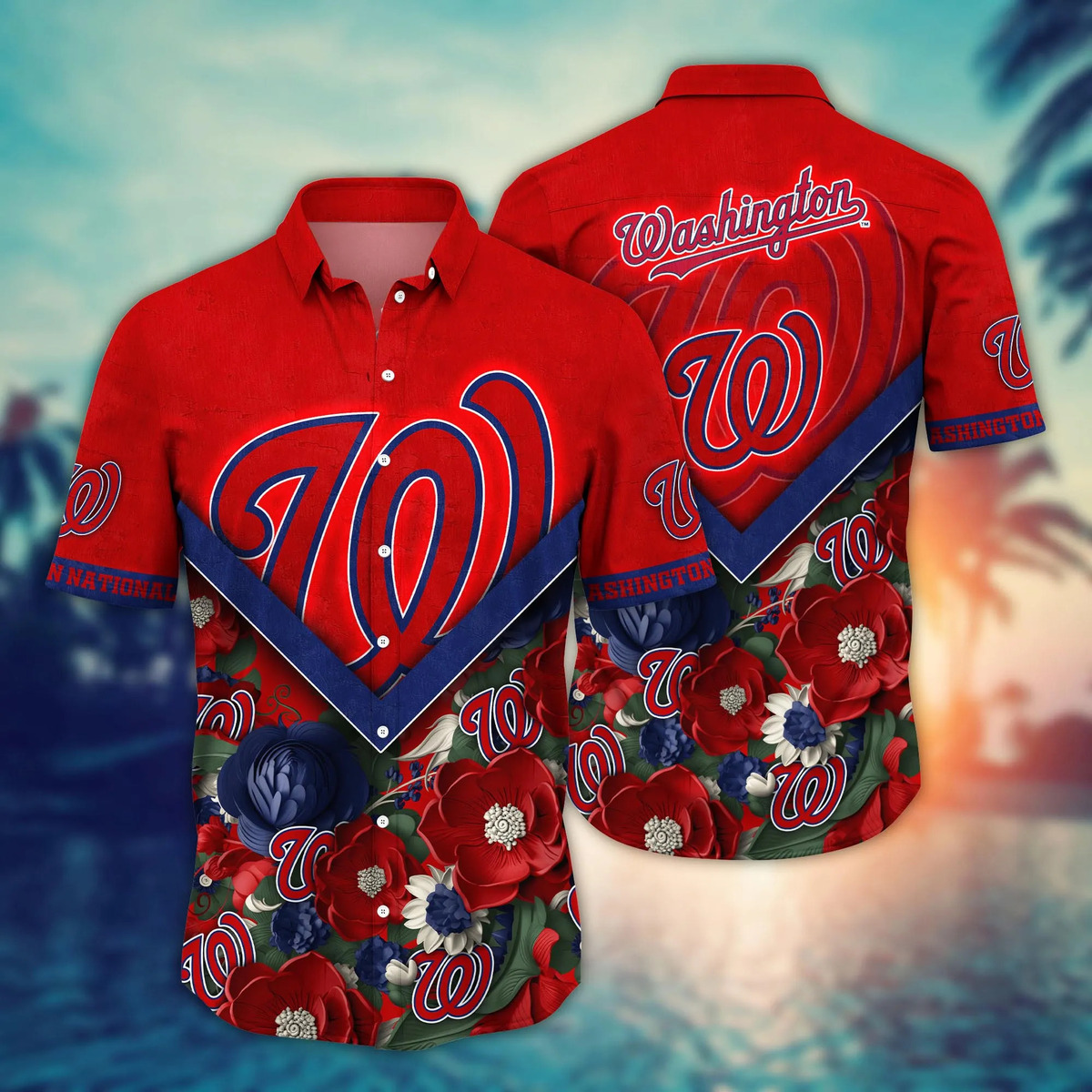 MLB Washington Nationals Hawaiian Shirt Aloha Tropical Flower Beach Lovers Gift