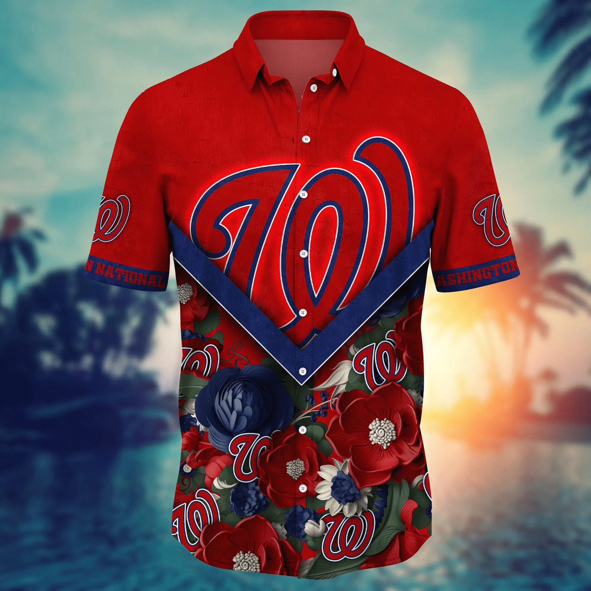 MLB Washington Nationals Hawaiian Shirt Aloha Tropical Flower Beach Lovers Gift