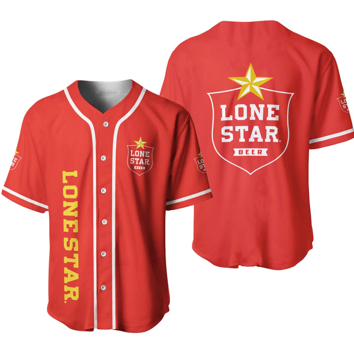 Red Lone Star Baseball Jersey Beer Gift For Sporty Lovers