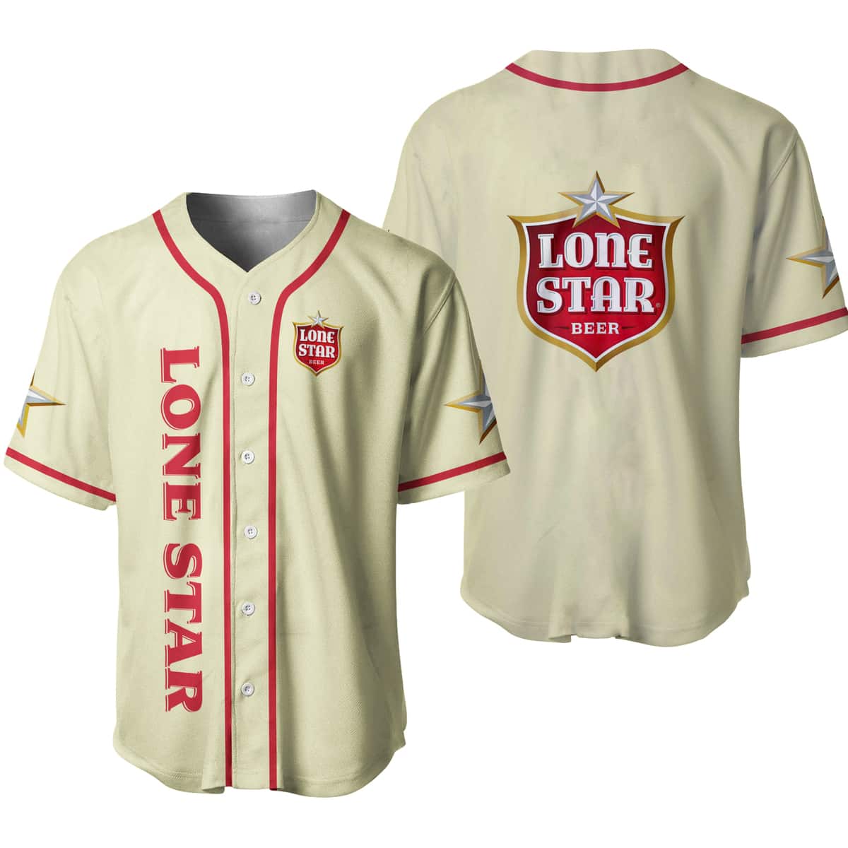 Beige Lone Star Baseball Jersey Gift For Sports Fans