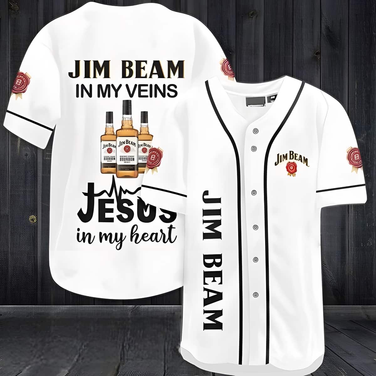Jim Beam Baseball Jersey In My Veins Jesus In My Heart Gift For Whiskey Drinkers