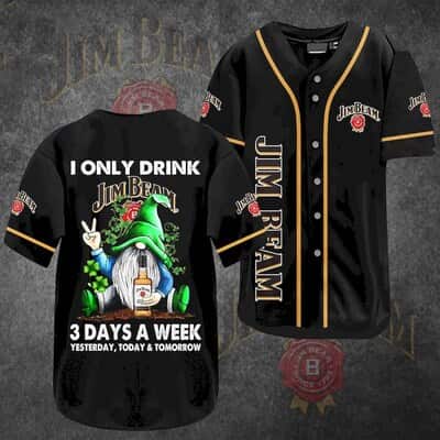 Gnomes I Only Drink Jim Beam Baseball Jersey 3 Days A Week Gift For Whiskey Lovers
