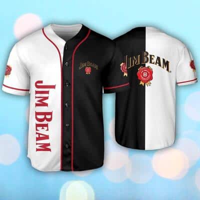 Jim Beam Baseball Jersey Black And White Split Gift For Whiskey Lovers