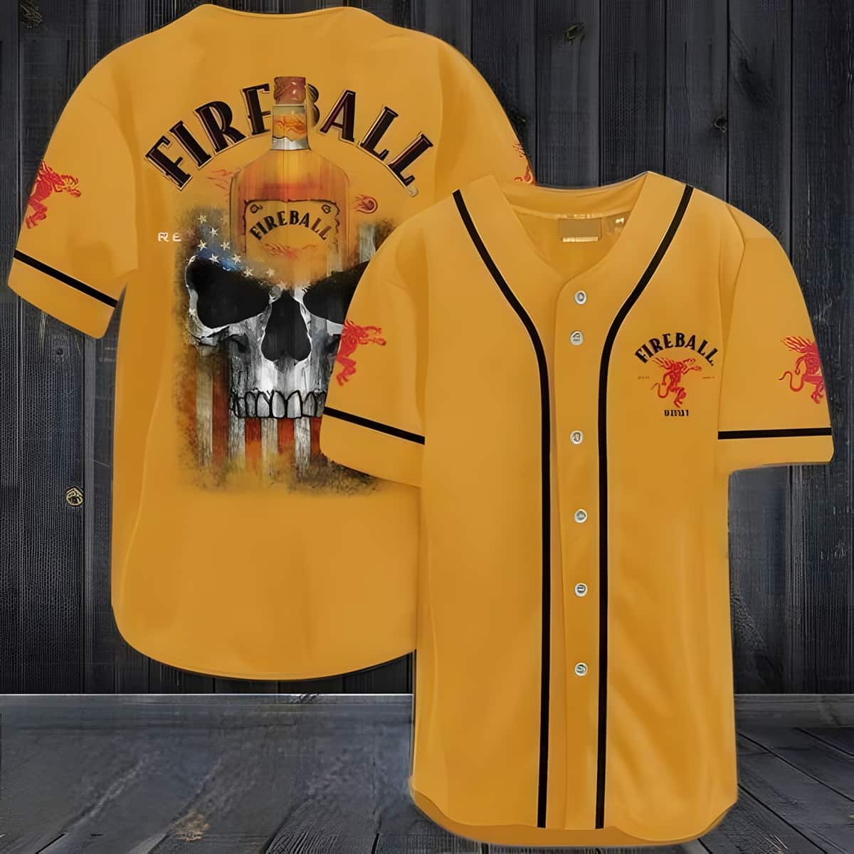 Fireball Baseball Jersey Horror Skull Gift For Sporty Lovers