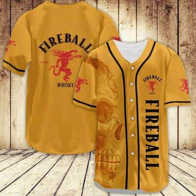 Fireball Baseball Jersey With Cool Skull Whisky Lovers Gift