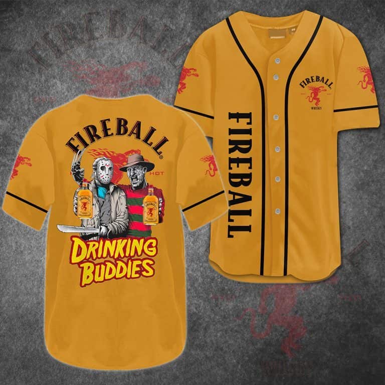 Drinking Buddies Fireball Baseball Jersey Jason Voorhees And Freddy Krueger Gift For Friends