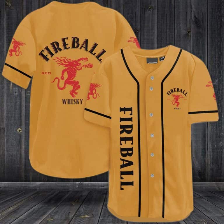 Basic Yellow Fireball Baseball Jersey Whisky Lovers Gift